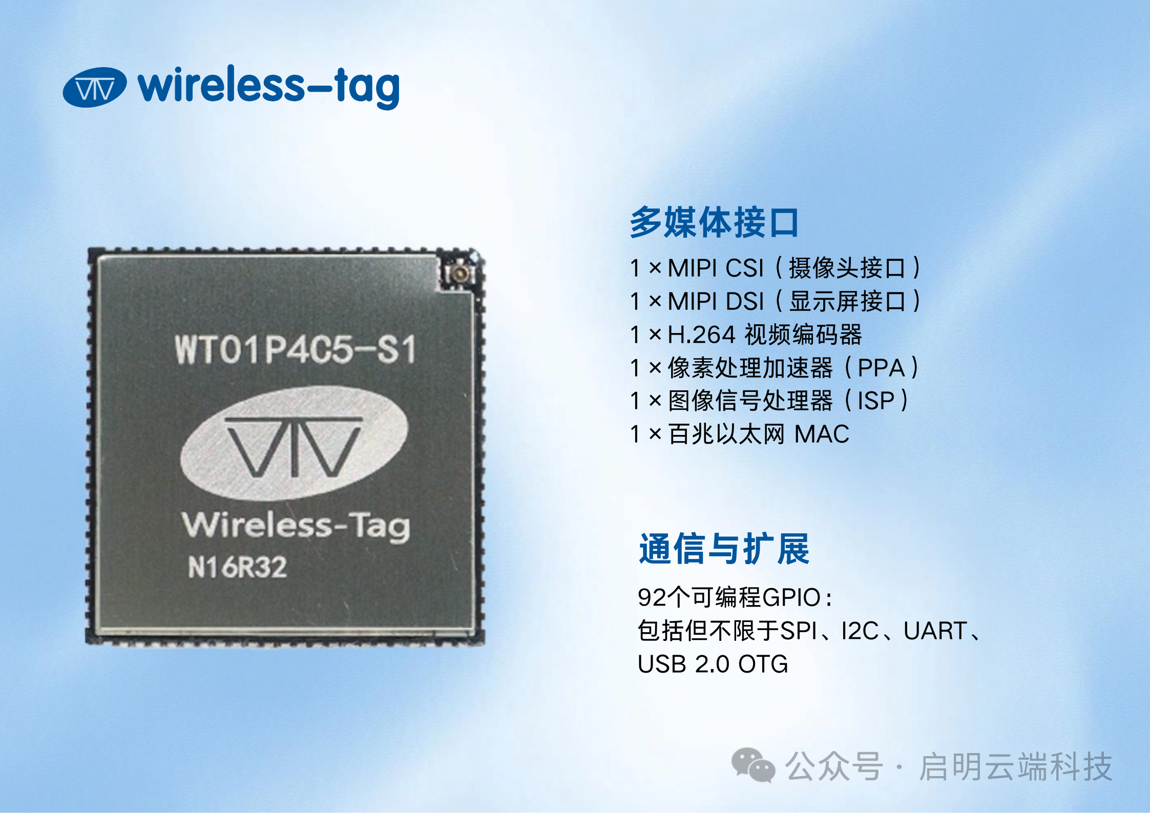 【新品发布】启明云端WT01P4C5-S1核心板来袭!双芯异构重新定义性能边界